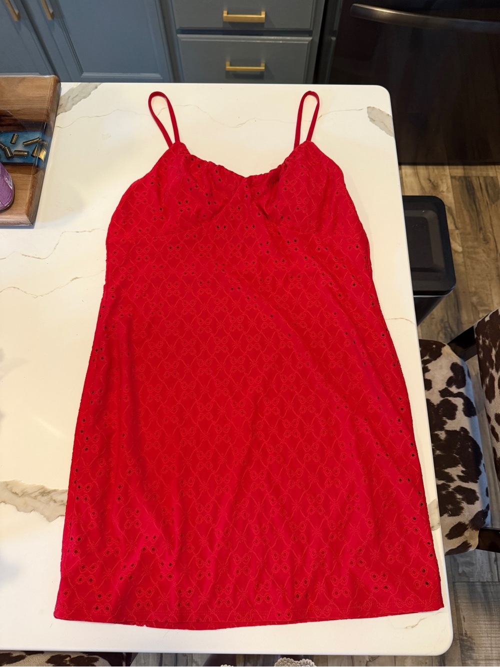 No Boundaries Red Eyelet Slip Mini Dress